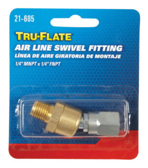 Tru-Flate Brass/Steel Air Line Swivel Fitting 1/4 in. Male TRFL21605 - Image 2