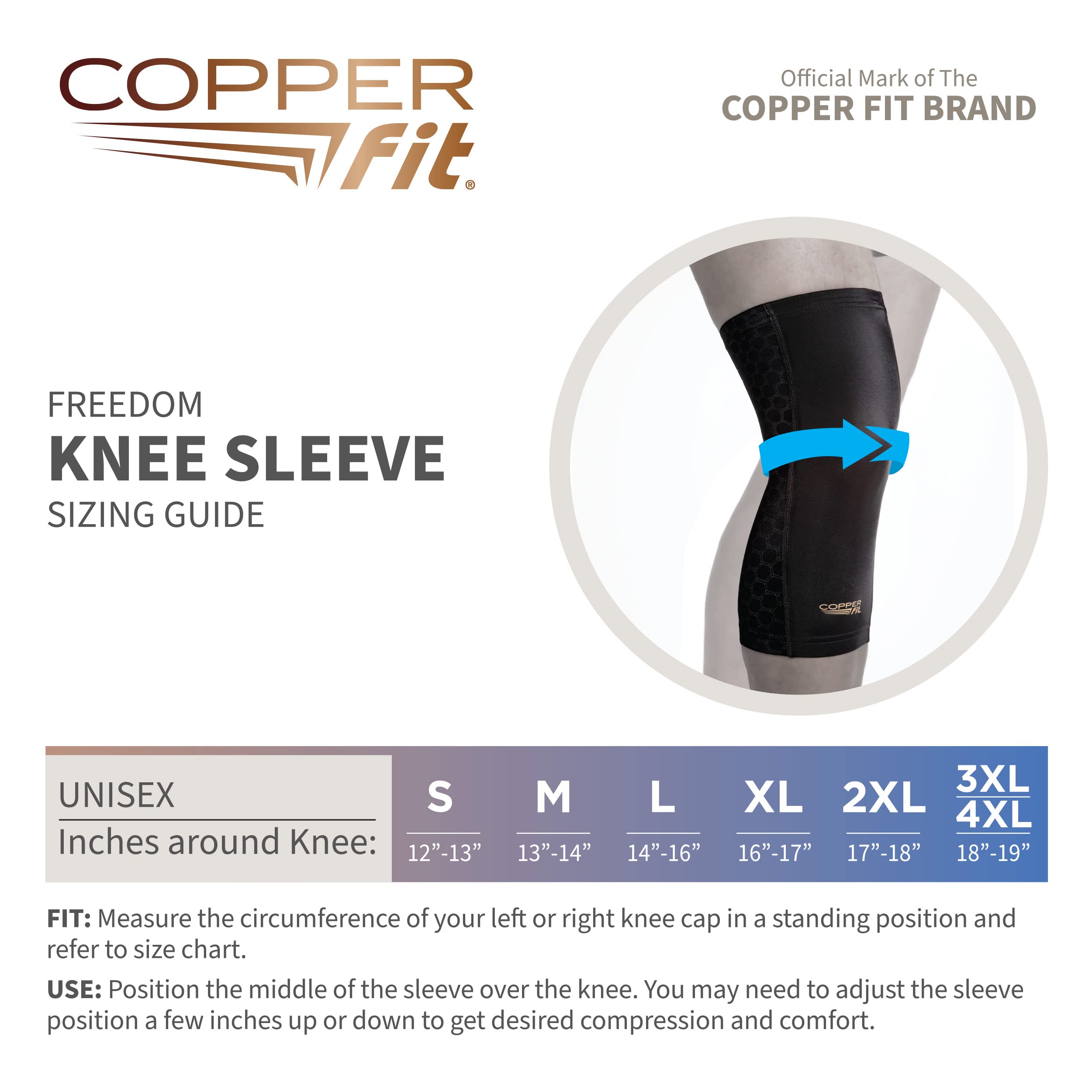 Copper Fit Freedom Black Compression Knee Sleeve XL Wesson Hardware
