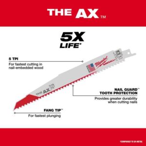 Milwaukee Demolition Sawzall 1 in. W Blade Set 8 pc - Image 5