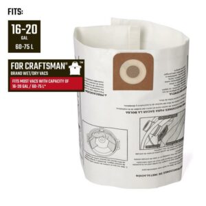 CRAFTSMAN 2 in. L X 10 in. W Vacuum Dust Bag 16-20 gal 3 pc - Image 2
