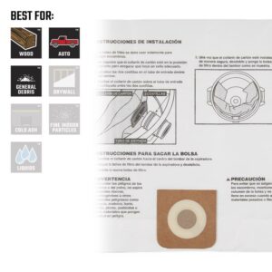 CRAFTSMAN 2 in. L X 10 in. W Vacuum Dust Bag 16-20 gal 3 pc - Image 3