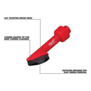Milwaukee Air-Tip Shop Vac Rotating Corner Brush Tool Wet/Dry Vac Brush - Image 2