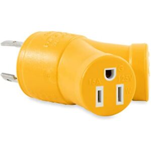 Camco PowerGrip Heavy Duty 3-Prong Generator Adapter (30M/2 x 15F) - Durable Construction for Safe and Simple Use - (55433) , Yellow - Image 3