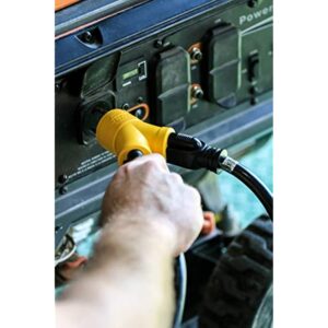 Camco PowerGrip Heavy Duty 3-Prong Generator Adapter (30M/2 x 15F) - Durable Construction for Safe and Simple Use - (55433) , Yellow - Image 10