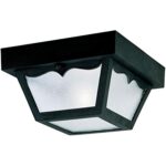 Westinghouse Lighting 6682200 Traditional One-Light Outdoor Flush-Mount Fixture, Black Finish on Polypropylene, Frosted Glass Panels