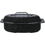 Granite Ware 7 lb. Capacity 13 in. Covered Oval Roaster, Speckled Black Enamel on Steel