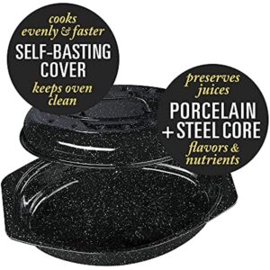 Granite Ware 7 lb. Capacity 13 in. Covered Oval Roaster, Speckled Black Enamel on Steel - Image 3