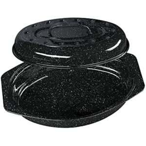 Granite Ware 7 lb. Capacity 13 in. Covered Oval Roaster, Speckled Black Enamel on Steel - Image 2
