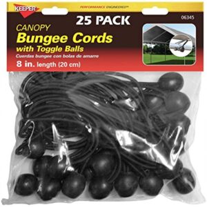 Keeper - 8" Canopy Bungee Cords with Toggle Balls, 25 Pack