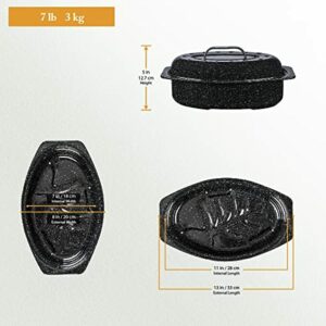 Granite Ware 7 lb. Capacity 13 in. Covered Oval Roaster, Speckled Black Enamel on Steel - Image 4