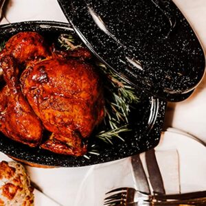 Granite Ware 7 lb. Capacity 13 in. Covered Oval Roaster, Speckled Black Enamel on Steel - Image 5