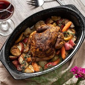 Granite Ware 7 lb. Capacity 13 in. Covered Oval Roaster, Speckled Black Enamel on Steel - Image 7