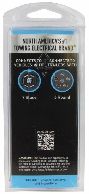 Hopkins 47555 7 RV Blade to 6 Pole Round Adapter