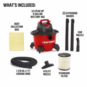 Craftsman 6 gal Corded Wet/Dry Vacuum 7.5 amps 120 V 3.5 HP - Image 4