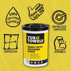 Tub O Towels TW90 Heavy-Duty 10" x 12" Size Multi-Surface Cleaning Wipes, 90 Count Per Canister - Image 3