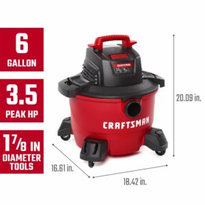 Craftsman 6 gal Corded Wet/Dry Vacuum 7.5 amps 120 V 3.5 HP - Image 2
