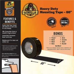 Gorilla Double Sided 1 in. W X 60 in. L Mounting Tape Black - Image 4