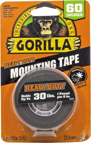 Gorilla Double Sided 1 in. W X 60 in. L Mounting Tape Black