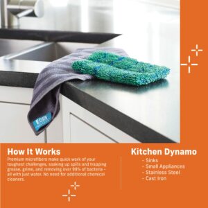 E-Cloth Kitchen Dynamo, Premium Microfiber Non-Scratch Kitchen Dish Scrubber Sponge, Ideal for Dish, Sink and Countertop Cleaning, 100 Wash Guarantee, Green, 1 Pack - Image 2