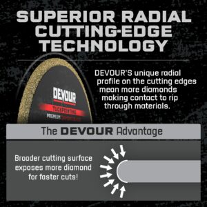 Devour 5.0″ Premium All Purpose Segmented Rim Diamond Blade for Cutting Rebar, Cast Iron, Concrete, Pavers, Tile, Granite, Laminate, PVC, and More, Made in USA, 7/8-Inch Arbor (NT050AP)2 - Image 2