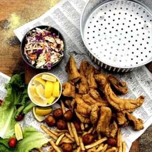 Bayou Classic 4010 10-qt Aluminum Fry Pot Features Heavy-Duty Riveted Handles Perforated Aluminum Basket Perfect For Frying Shrimp Chicken Hushpuppies and Fries - Image 2