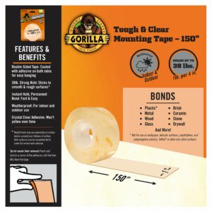 Gorilla Double Sided 1 in. W X 150 in. L Mounting Tape Clear - Image 2