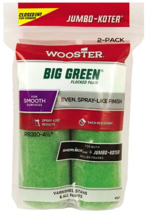 Wooster Brush RR310-4 1/2 Jumbo-Koter Big Green Paint Roller, 4-1/2 in L, Fabric Cover, Phenolic Core, 4.5 Inch