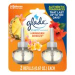 Glade PlugIns Refills Air Freshener, Scented and Essential Oils for Home and Bathroom, Hawaiian Breeze, 1.34 Fl Oz, 2 Count