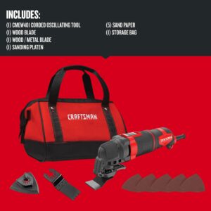 CRAFTSMAN Oscillating Tool, 3-Amp, Includes Universal Tool-free Accessory System, Blades, Sandpaper and Tool Bag, Corded (CMEW401) - Image 2