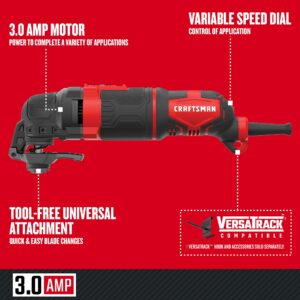 CRAFTSMAN Oscillating Tool, 3-Amp, Includes Universal Tool-free Accessory System, Blades, Sandpaper and Tool Bag, Corded (CMEW401) - Image 3