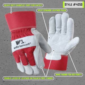 Wells Lamont Men's Outdoor Palm Work Gloves Red Large - Image 3