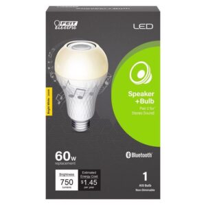 Feit Electric A19 E26 (Medium) LED Speaker Bulb Bright White 60 Watt Equivalence