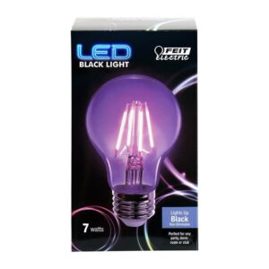 Feit Electric A19/BLB/LED 7 Watt Non-Dimmable Filament Glass A19 LED Light Bulb, Black Light for Party, Stage, Special Effects, Halloween