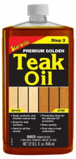 STAR BRITE Premium Golden Teak Oil - Sealer, Preserver, & Finish for Outdoor Teak & Other Fine Woods - Step 3 - 32 OZ (085132)