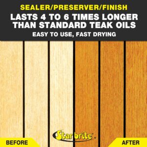 STAR BRITE Premium Golden Teak Oil - Sealer, Preserver, & Finish for Outdoor Teak & Other Fine Woods - Step 3 - 32 OZ (085132) - Image 3