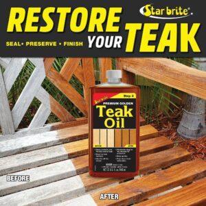 STAR BRITE Premium Golden Teak Oil - Sealer, Preserver, & Finish for Outdoor Teak & Other Fine Woods - Step 3 - 32 OZ (085132) - Image 4