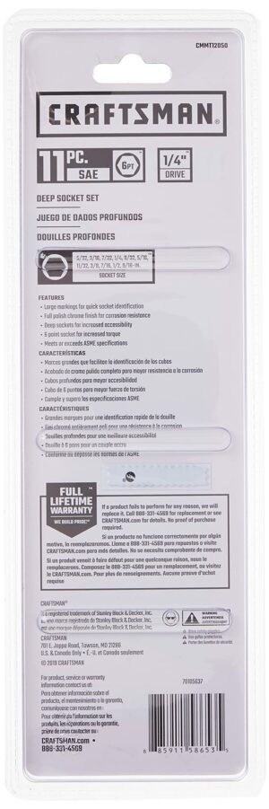 CRAFTSMAN Socket Set, SAE, 1/4-Inch Drive, 6-Point, 11-Piece - Image 5