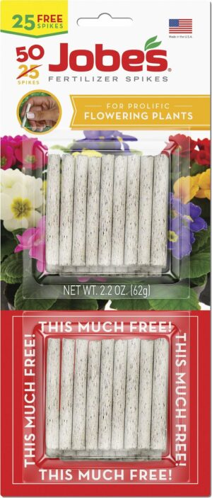 Jobe's 05231T Flowering Plant Fertilizer Spikes 10-10-4, 50-Pack
