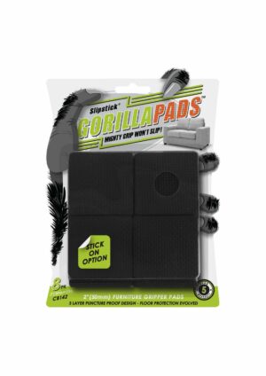 Slipstick GorillaPads Rubber Self Adhesive Gripper Pad Black Square 2 in. W X 2 in. L 8 pk