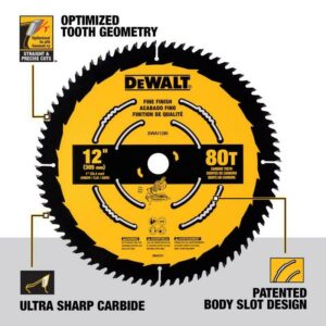 DeWalt 12 in. D X 1 in. Fine Finish Carbide Tipped Circular Saw Blade 80 teeth - Image 2