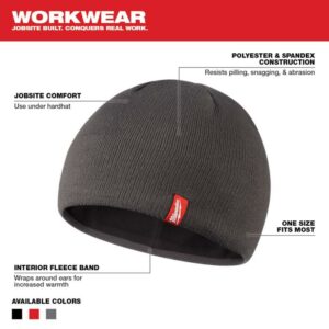 Milwaukee Fleece Lined Beanie Gray - Image 2