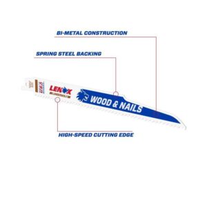 LENOX LUMBERWOLF 9 in. Bi-Metal Reciprocating Saw Blade 6 TPI 5 pk - Image 2
