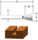 Vermont American 3/8" D X 3/8" X 1-3/4" L Carbide Tipped Dovetail Router Bit