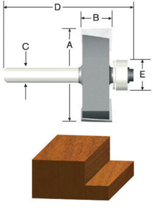 Vermont American 1-1/4" D X 3/8" X 2-1/8" L Carbide Tipped Rabbeting Router Bit