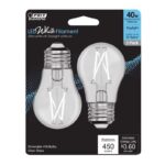 Feit White Filament A15 E26 Medium Filament LED Bulb Daylight 40 Watt Equiv 2 pk