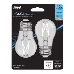 Feit White Filament A15 E26 Medium Filament LED Bulb Daylight 40 Watt Equiv 2 pk