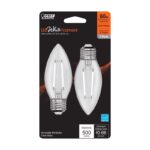 Feit White Filament B10 E26 (Medium) Filament LED Bulb Soft White 60 Watt  2 pk