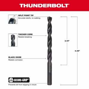 Milwaukee Thunderbolt 5/16 in. X 4-1/2 in. L Drill Bit 3-Flat Shank 1 pc - Image 2