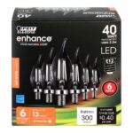 Feit Enhance CA10 E12 (Candelabra) Filament LED Bulb Soft White 40 Watt Eq 6 pk