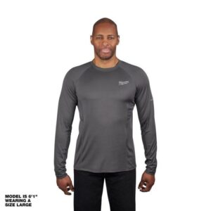 Milwaukee Workskin Long Sleeve Crew Neck Gray Midweight Base Layer Tee Shirt XL - Image 3
